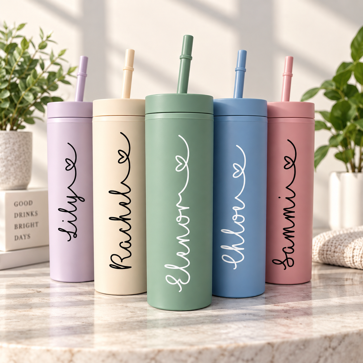Skinny Tumbler Personalised Name Bridesmaid Bridal Wedding