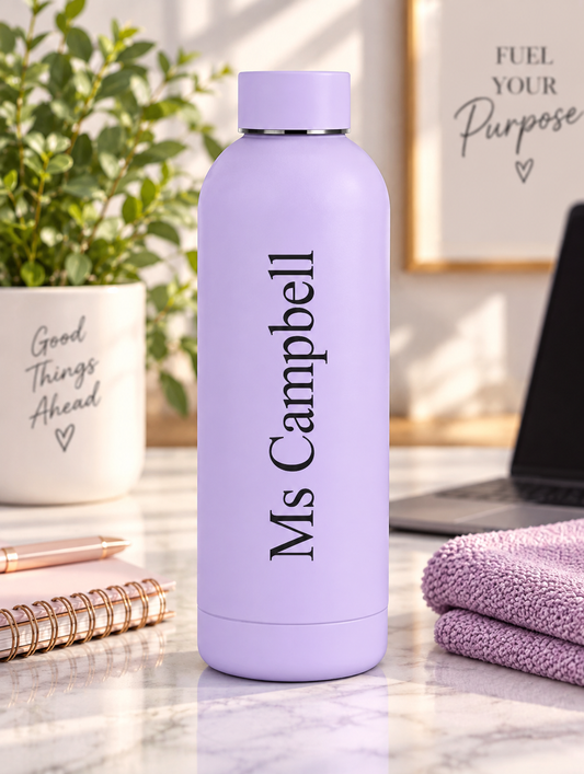Teacher Gift Personalised Name Thermal Water Bottle Theme