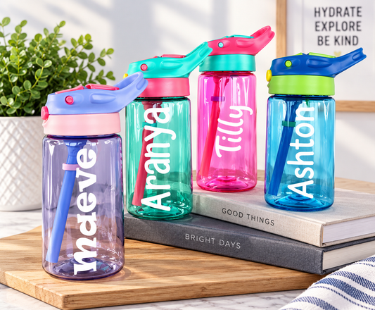 2 Pack - Children personalised back to school drinks water bottle kids