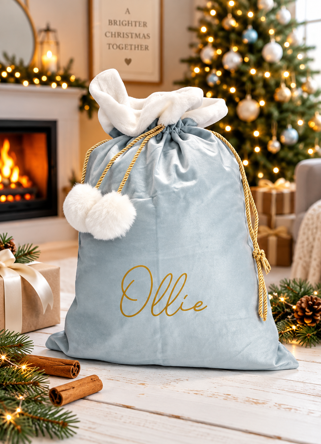 Velvet Christmas Santa Sack - Script Luxuary