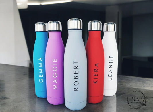 Personalised Name Thermal Water Bottle Customised Engraved V1 Block