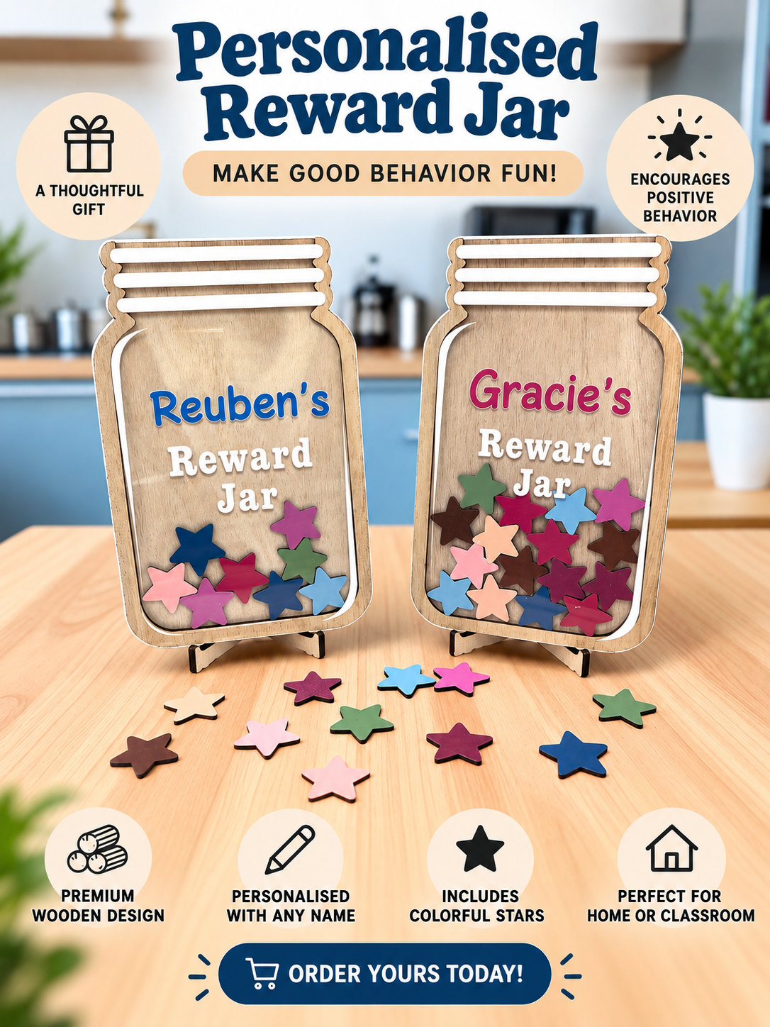 Reward Jar Children's Jobs Positive Praise and Behaviour Star Chart Learning School