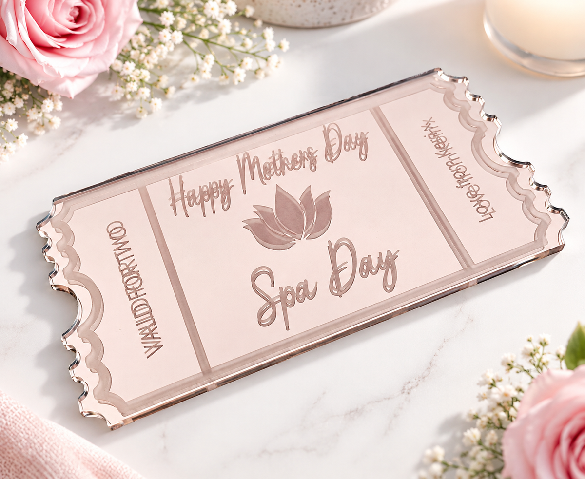 Spa Day Mothers Day Birthday Acrylic Gift Ticket