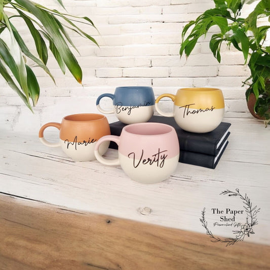 Stripe Pattern Sphere Personalised Drink Mug with Name - Pastel Bright