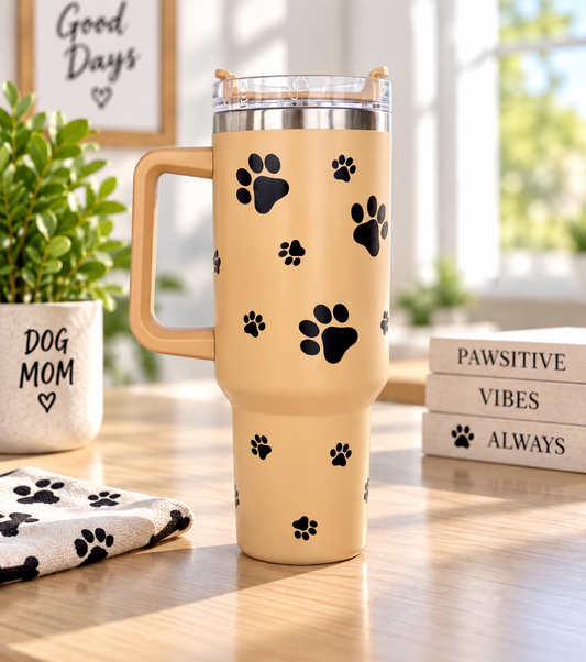 Paw Print Travel Mugs Personalised 40oz Cups With Handle