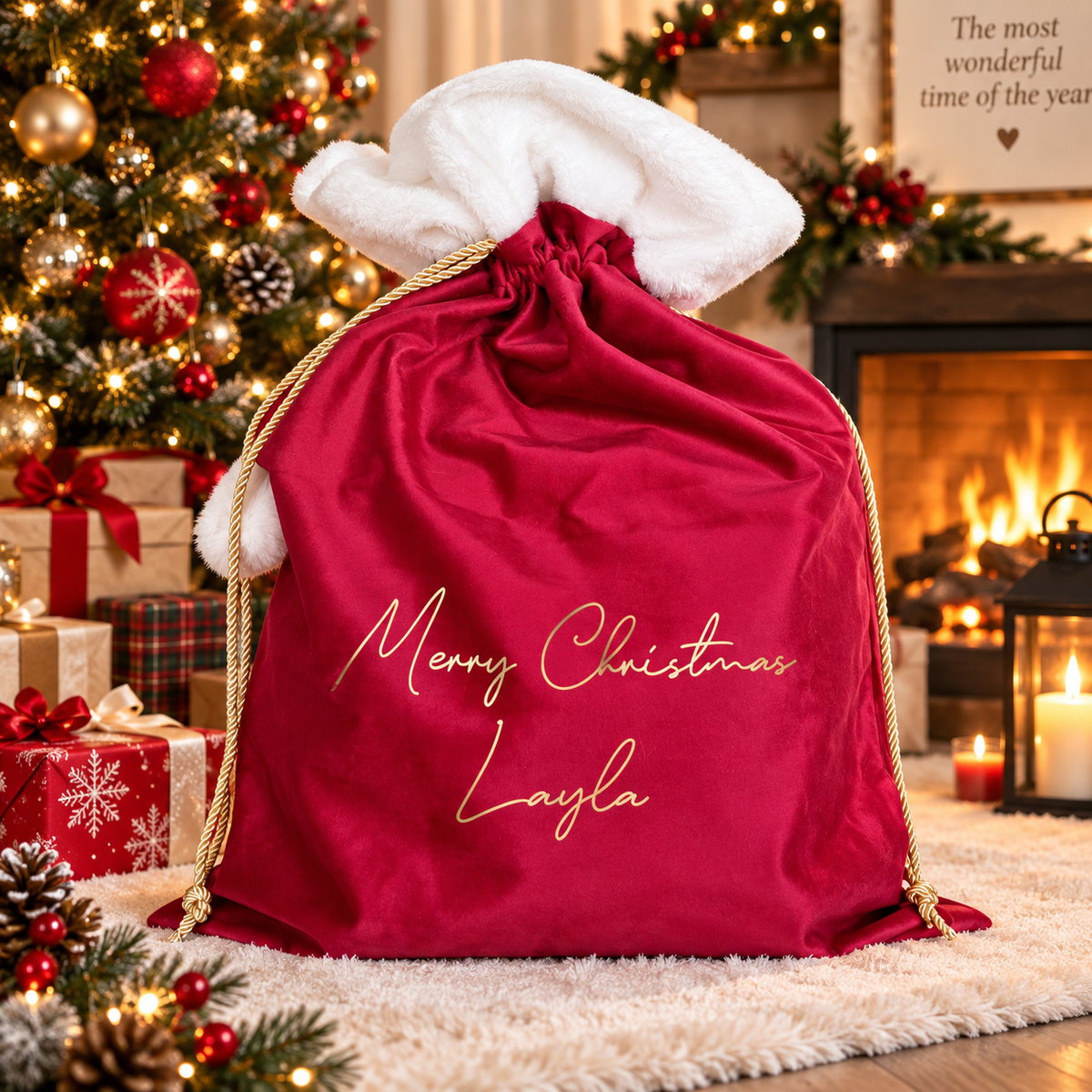 Velvet Christmas Santa Sack - Script Luxuary