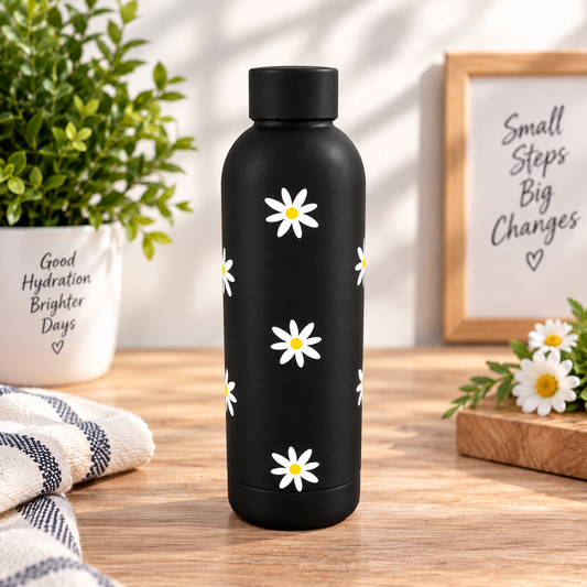 Personalised name thermal water bottle daisy print