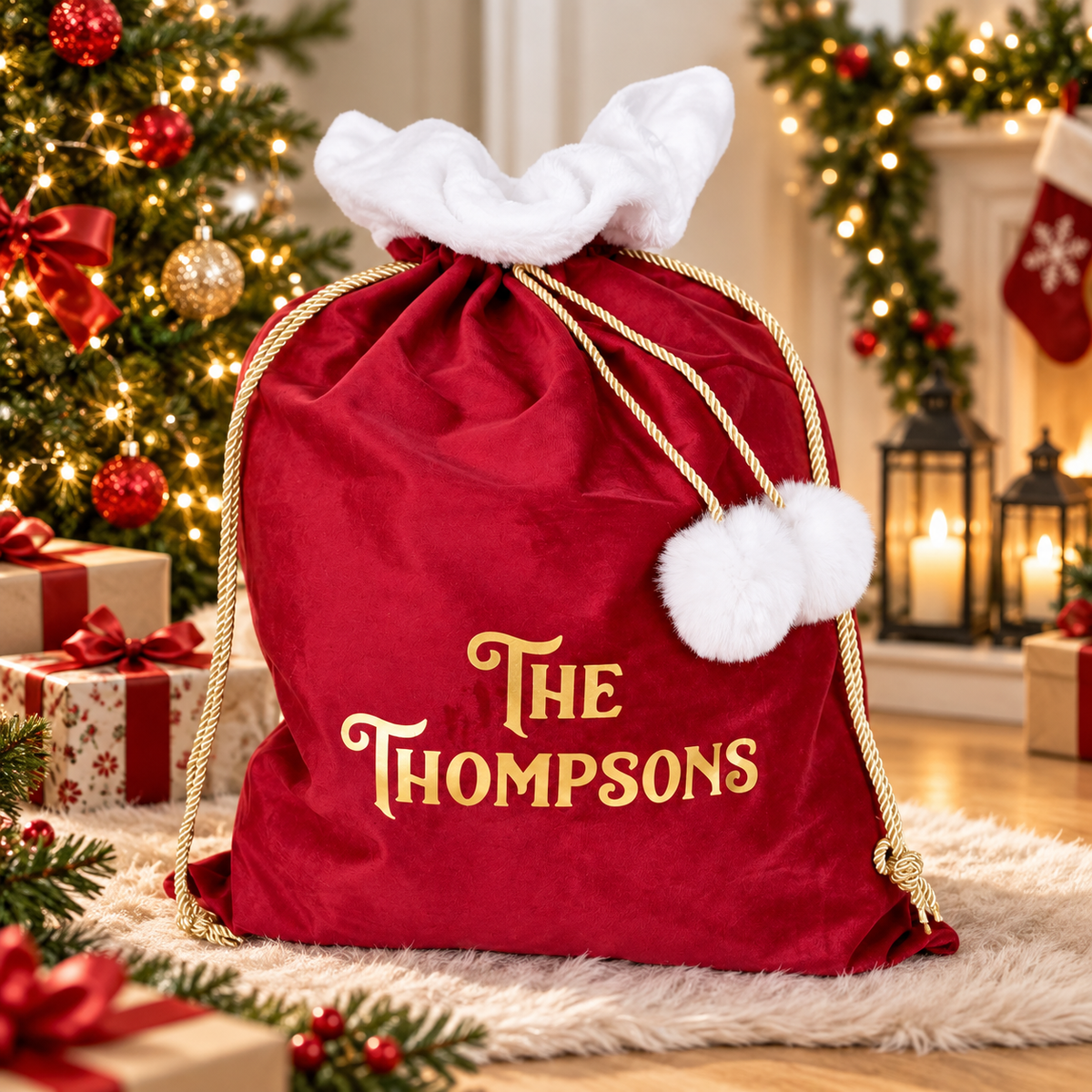 Velvet Christmas Santa Sack Traditional Font