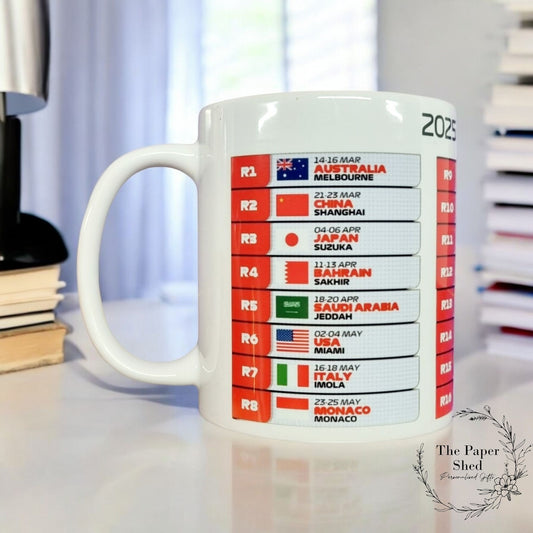 11oz F1 Calendar Printed Mug 2025