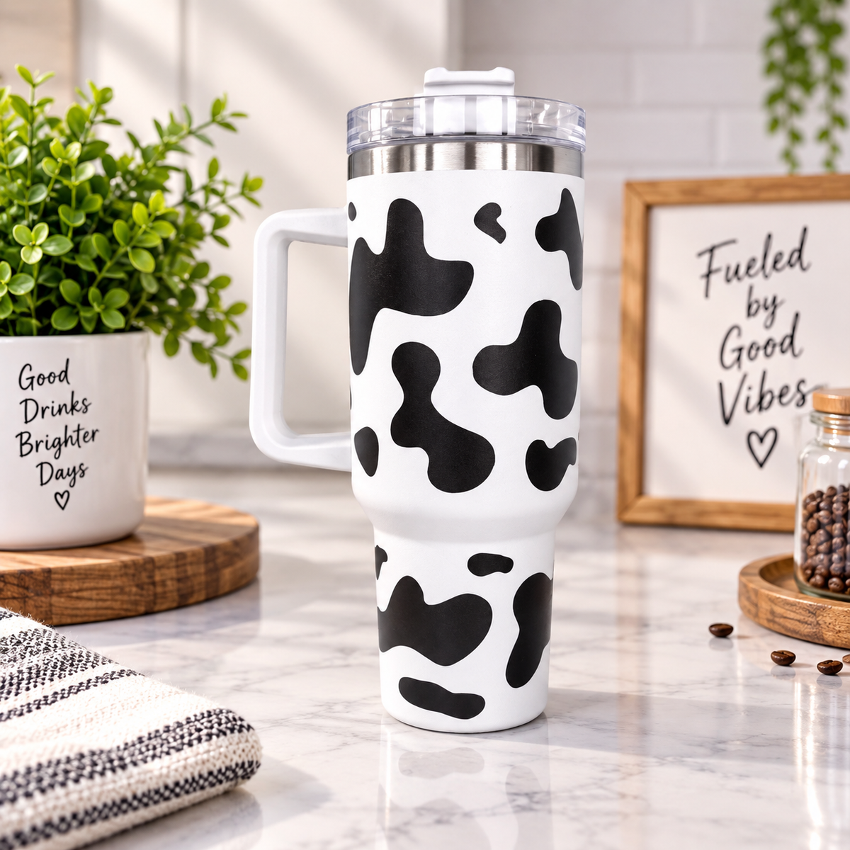 The Cow Print Collection, Thermal, Mug, 40 oz Travel Cup, Bottle, Travel Mug, Gift, Birthday, Set, dairy,