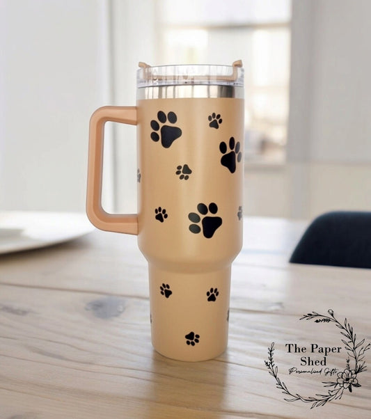 Paw Print Travel Mugs Personalised 40oz Cups With Handle