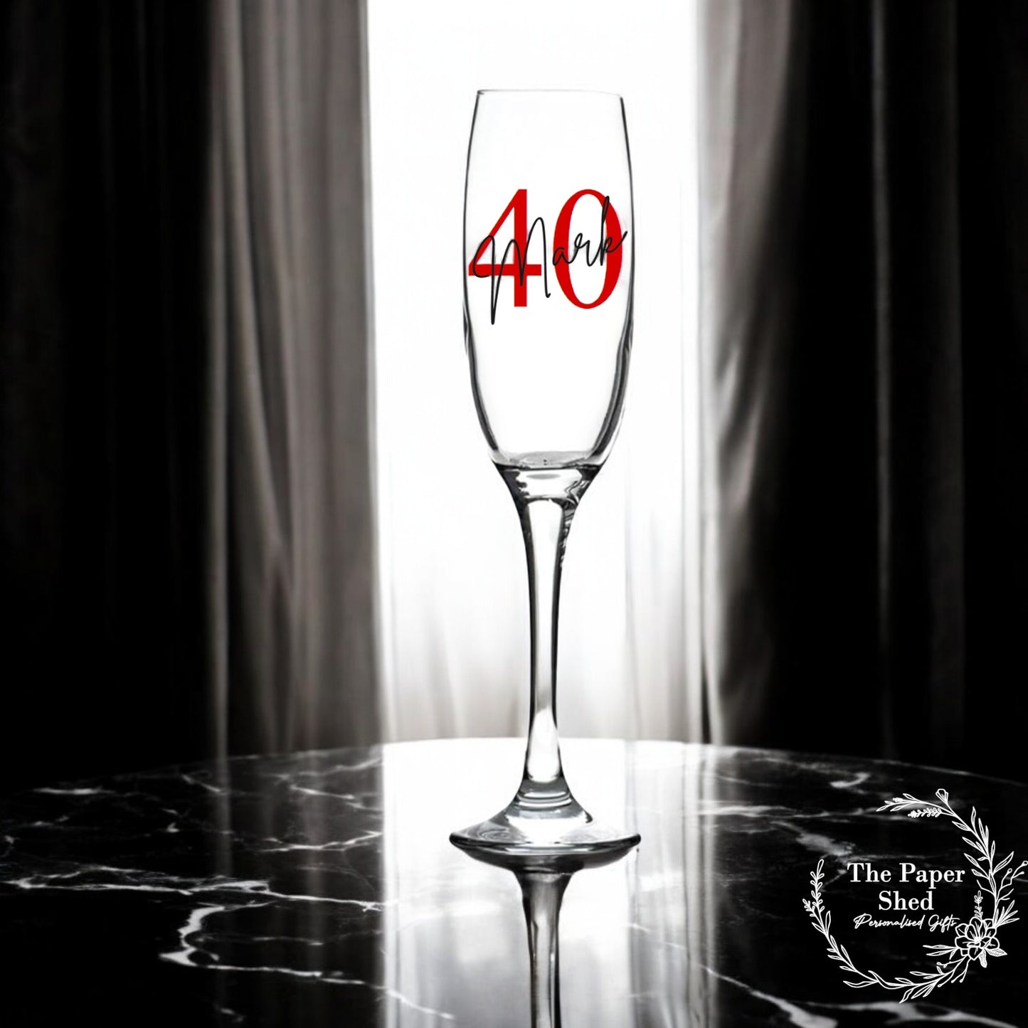 Birthday Champagne Glass With Age & Name - 21st 30th 40th 50th 60th