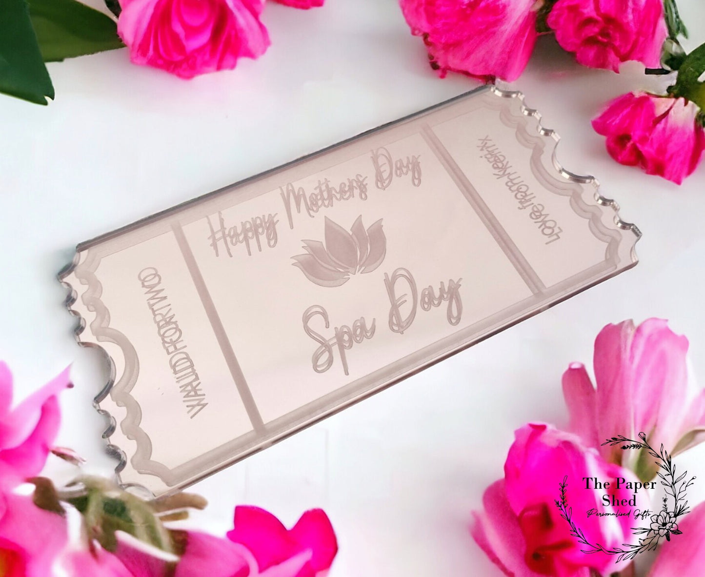 Spa Day Mothers Day Birthday Acrylic Gift Ticket