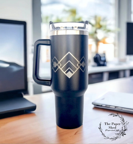 Engraved Pattern Art Deco Thermal Quench Travel Mugs Personalised 40oz Cups