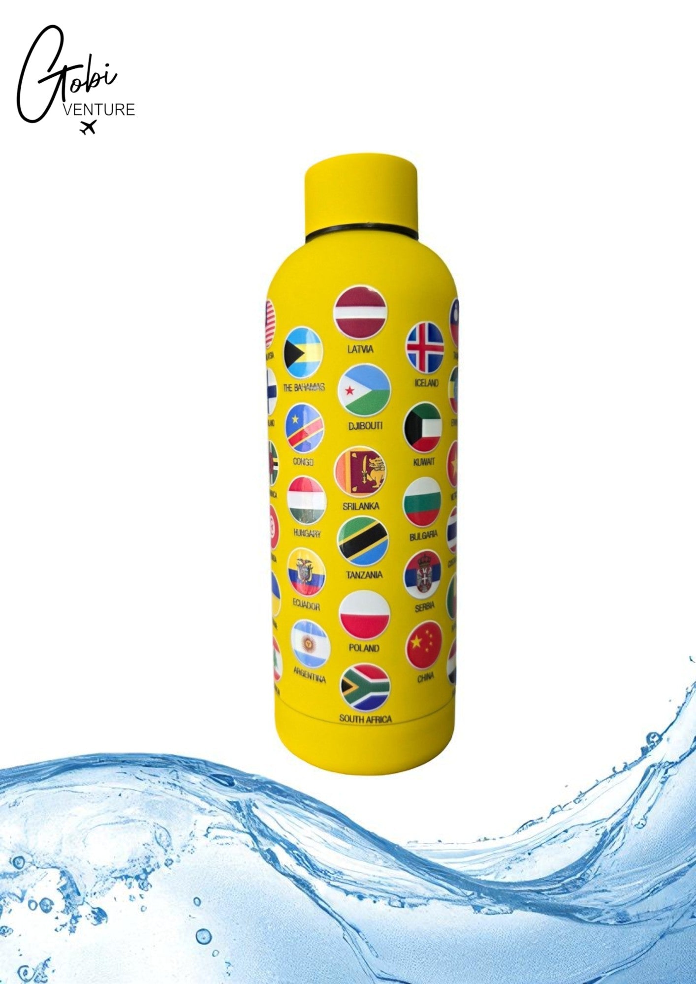 GOBI Venture World Map Edition 500ml Thermal Bottle Self Application World Flag Transfers