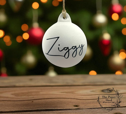 Personalised Ceramic Bauble Christmas  Tree Decoration With Name